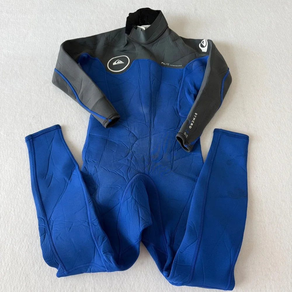 Quiksilver Syncro Series 3:2mm Neoprene Wetsuit Kids Size 10 Blue Grey